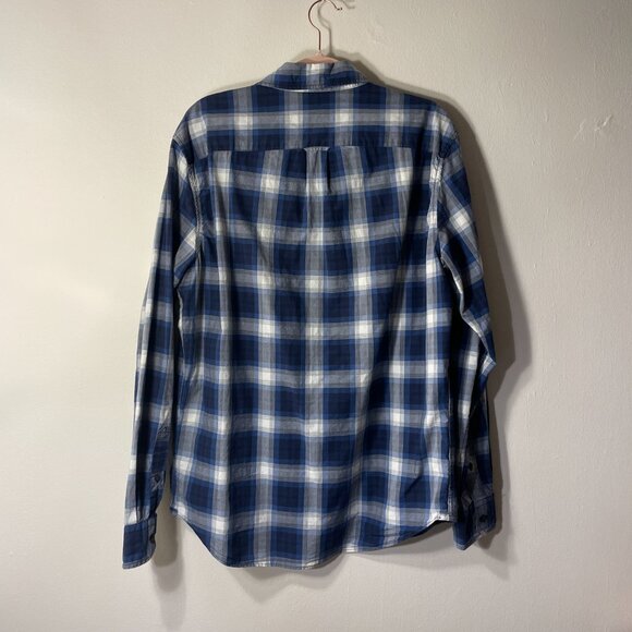 🔥 American Eagle Outfitters | Blue Plaid Seriously Soft Long-Sleeve Shirt M - Picture 3 of 5